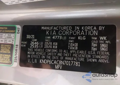 2022 Kia Sportage Nightfall Edition from USA, damaged, VIN KNDP6CAC8N7017781